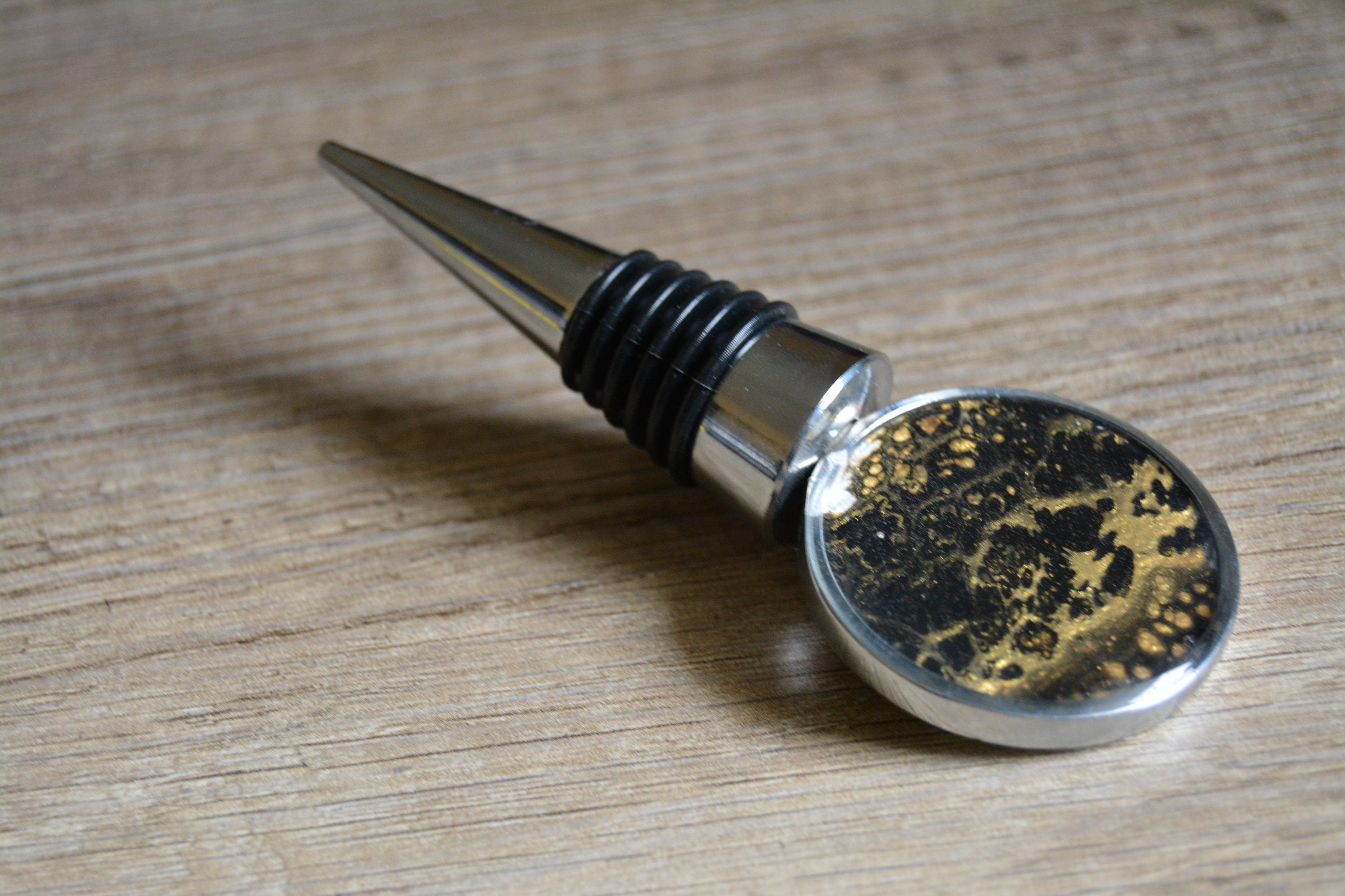 Bouchon de Bouteille Bouchon Vin Réutilisable Noir Or Marbré Amateur Vin Cadeau Fête Des Pères Réuti