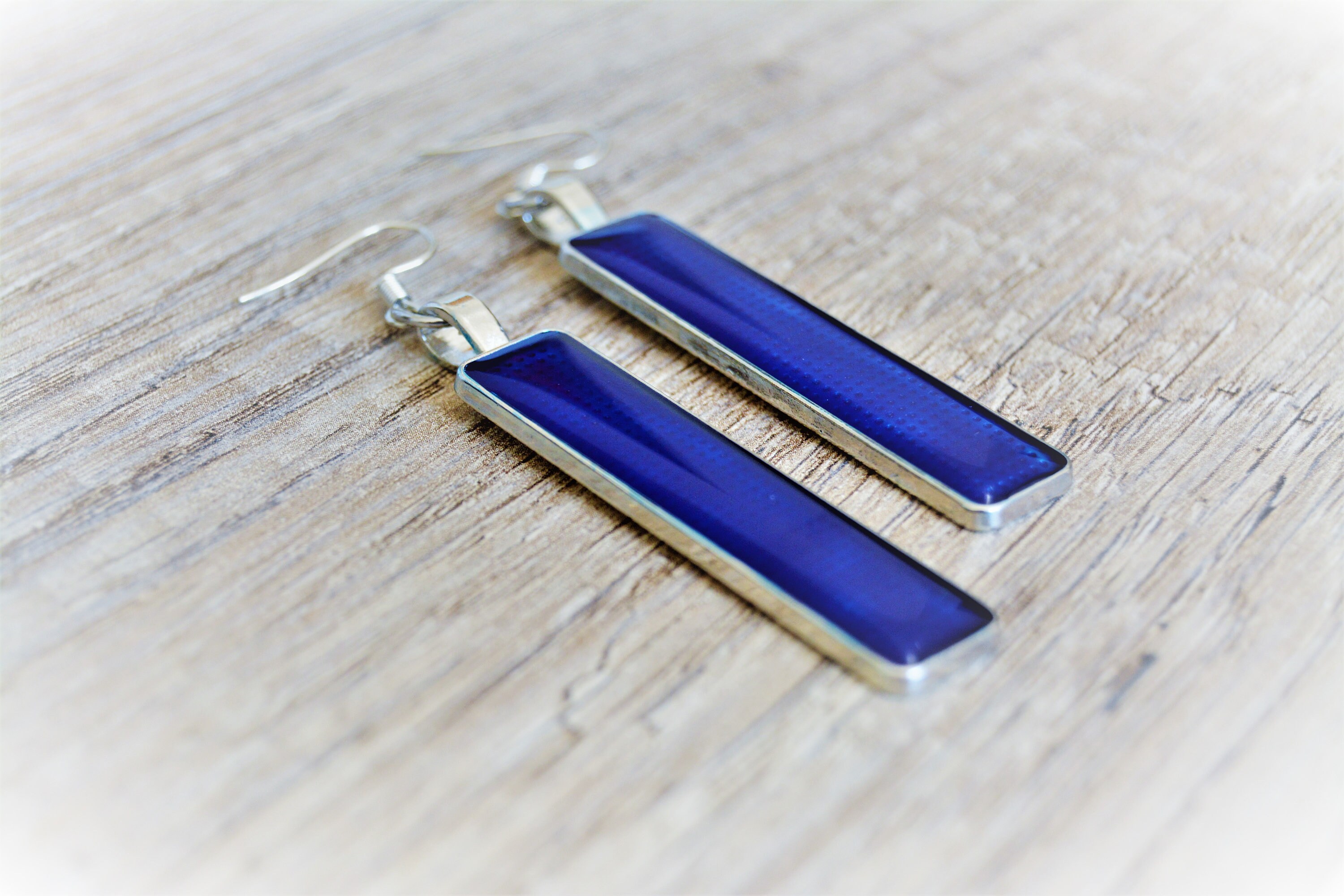 Rectangle Geometric Royal Blue Earrings Neon Flash Long Earrings