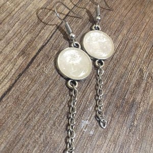 Small dangling chain earrings Minimalist white chain earrings image 5