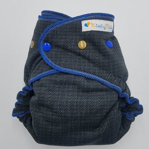 Baby Cloth Diaper Super Heavy Wetter Night Hemp Bamboo One Size Snap Close Eco Friendly Hybrid Fitted Reusable Windpro Blue and Bronze