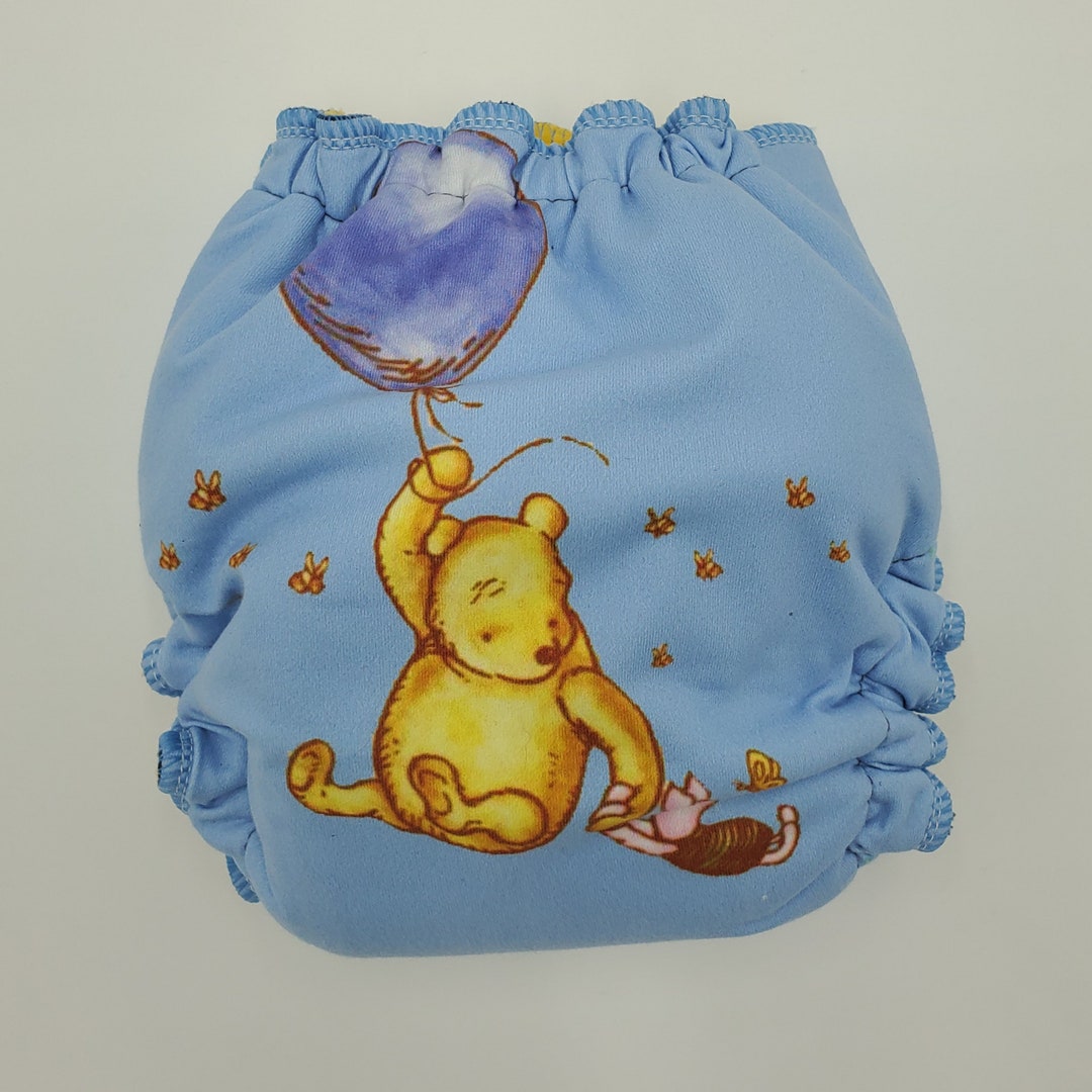 Custom Cloth Baby Diaper Pooh Bear Balloon Newborn to Adult Incontinences USA Made Bamboo Hemp