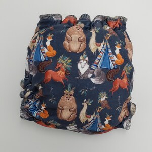 Cloth Diaper One Size 8-35+lbs Snap Closure Eco Friendly Hybrid Fitted Reusable Bamboo Windpro Camping Animals Native Sustainable Quality
