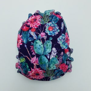 Baby Cloth Diaper Custom Size Cloth Diaper Windpro Bamboo Hybrid Fitted Washable Eco Baby Reusable Cactus Flowers Desert Garden Succulent