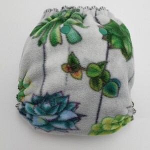 A Washable Baby Diaper One Size 8-35+lbs Night Snap Closure Eco Friendly Hybrid Fitted Reusable Bamboo Windpro Cactus Succulents Flowers