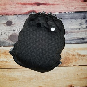 Cloth Baby Diaper Super Heavy Wetter Night Hemp Bamboo One Size 8-35+ lbs Snap Closure Eco Friendly Hybrid Fitted Windpro Black and White