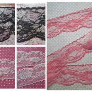 Dentelle blanche, dentelle noire, dentelle rose, dentelle fine, dentelle au mètre, shabby chic, mariage, baptême, 5,50 ou 6,50  cm large.