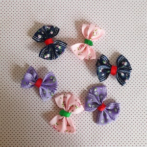 Noeuds à fleurs, par 2 noeuds, serre tête, noeuds mauves, noeuds bleus, headband, noeud en tissu, barrettes, noeud rose, 5,00 cm de largeur.