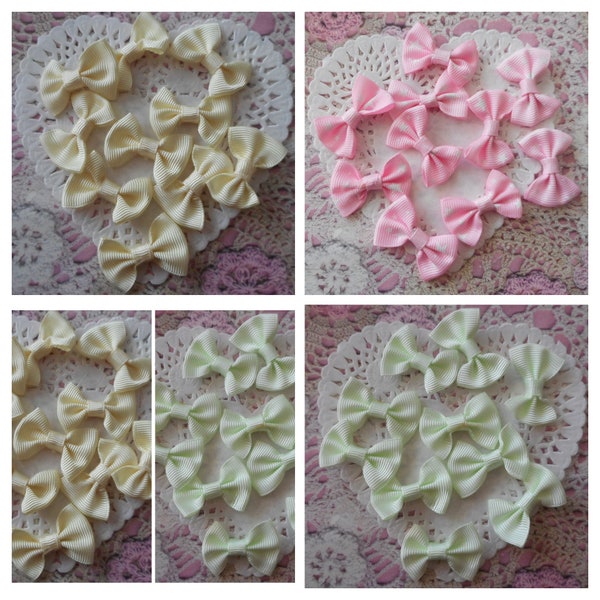 Noeuds en tissu, par 20, noeuds roses avec étoile, noeuds verts, barrettes, noeuds ivoire, carterie, noeud, headband, de 3,50 cm de largeur.