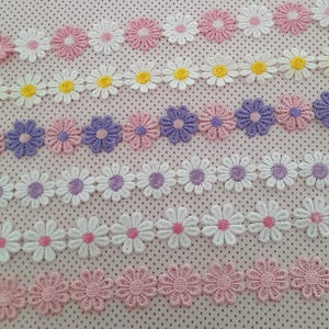 Flores de tela, flores rosas, 10 flores, margaritas, flor de encaje, diadema, canastilla, shabby chic, pasador, 2,50 cm de diámetro.