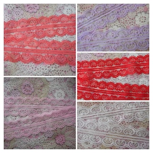 Dentelle blanche, dentelle polyester, dentelle coeurs, dentelle au mètre, dentelle fine, lingerie, shabby chic, mariage, 4,00 cm de largeur.