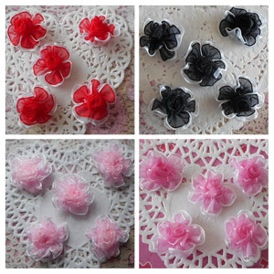 Fleurs en organza, par 10 fleurs, shabby chic, fleurs roses, barrettes, layette, headband, fleur satin, lingerie, 2,50 cm de diamètre.