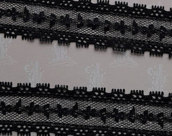 Black lace, lace by the meter, polyester lace, fine lace, lace for lingerie, lace, sewing, 2.50 cm wide.