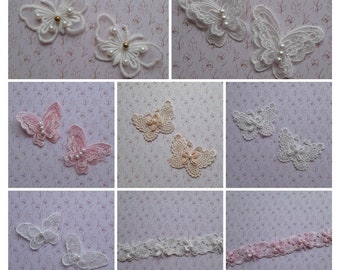 Papillons blancs, papillons dentelle, papillon organza, papillons roses, shabby chic, lingerie, mariage, headband, robe de mariée, papillons