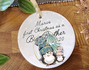 Personalised 1st Christmas as a big bother Penguin bauble ornament