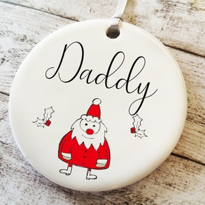 Personalised red Santa bauble, Christmas Ornament with names , Holiday Decor, Christmas Gift Keepsake