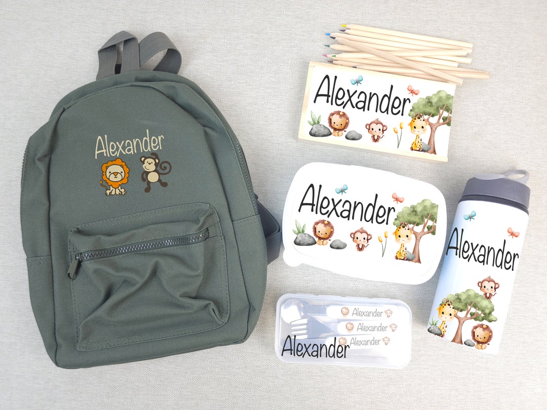 Back to School Embroidered Backpack Bundle With Personalised Water ...
