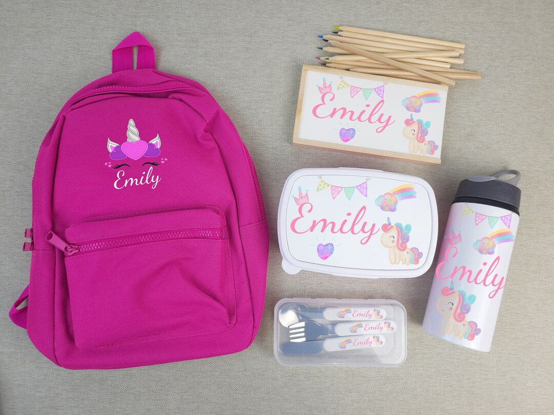 Back to School Embroidered Backpack Bundle With Personalised Water ...