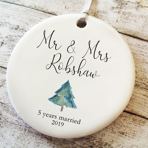 Personalised Couples Christmas Ornament with surname , Holiday Decor, Christmas Gift Keepsake