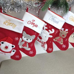 Personalised Christmas stocking embroidered, red stocking, first christmas, name stocking, christmas gift, personalised stocking