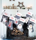 Personalised Christmas stocking embroidered, Grey knit stocking, first christmas, name stocking, personalised stocking