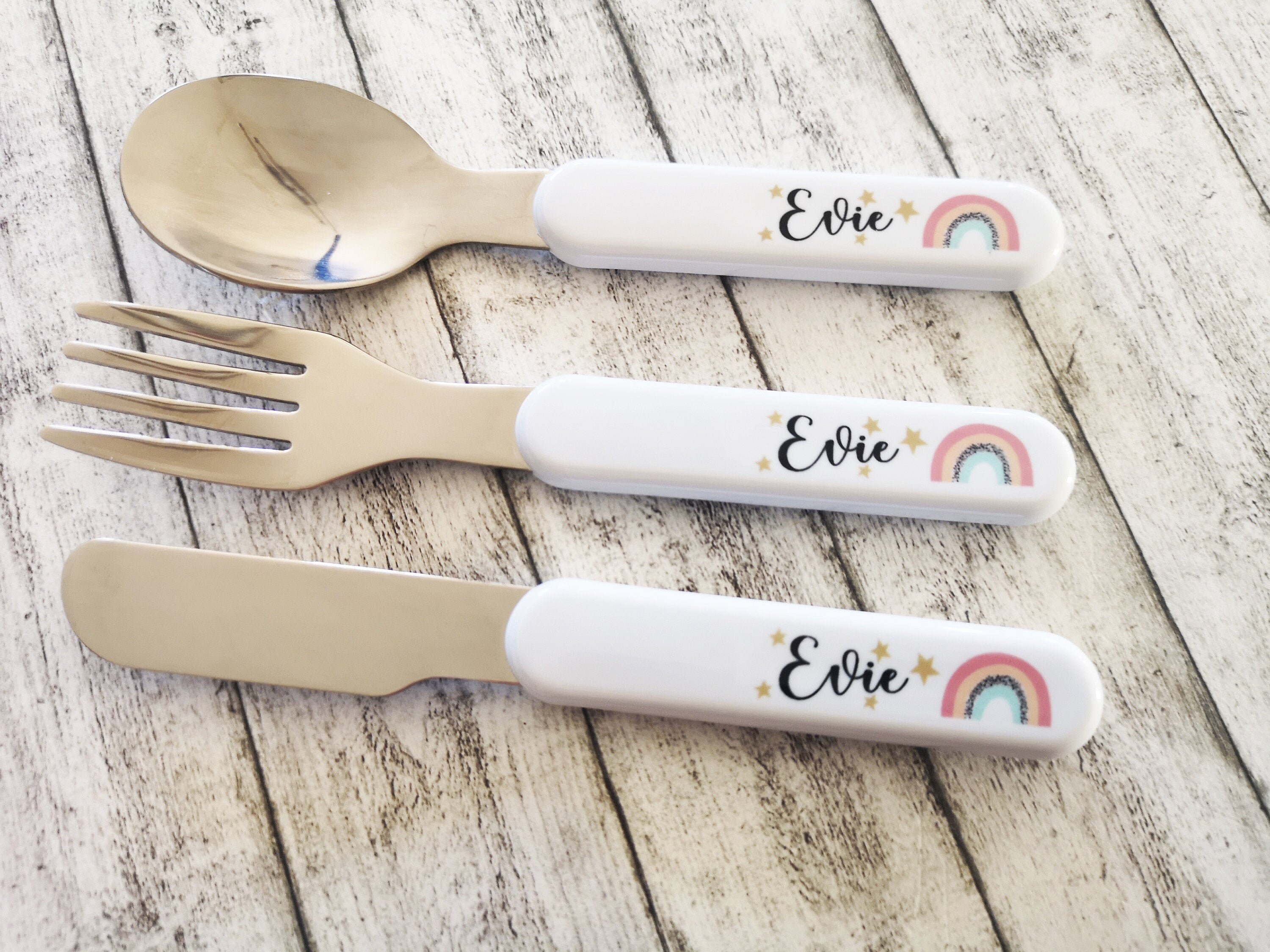 Kids Personalised Cutlery set any name and design Etsy