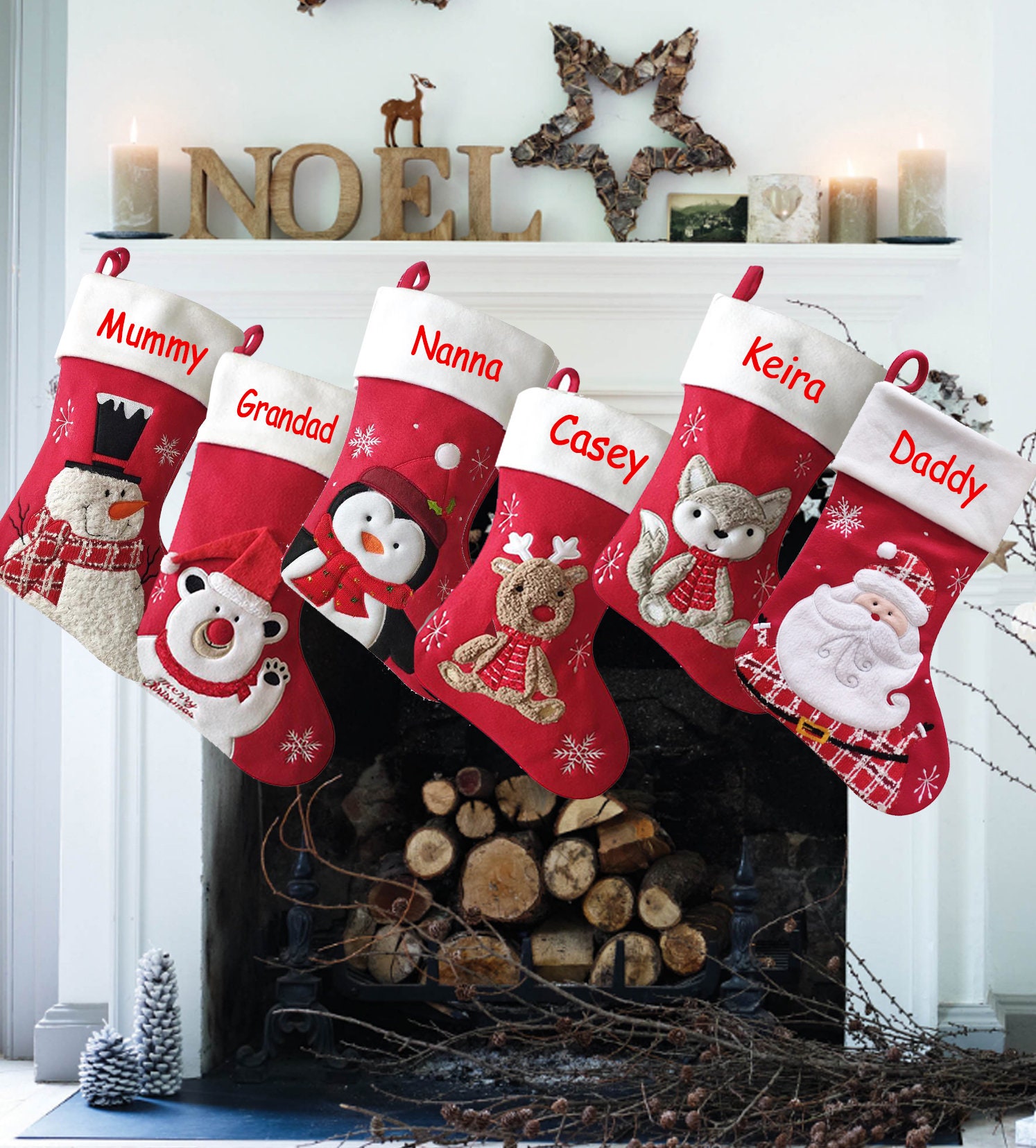 Personalised Red Reindeer Christmas Gift Stocking