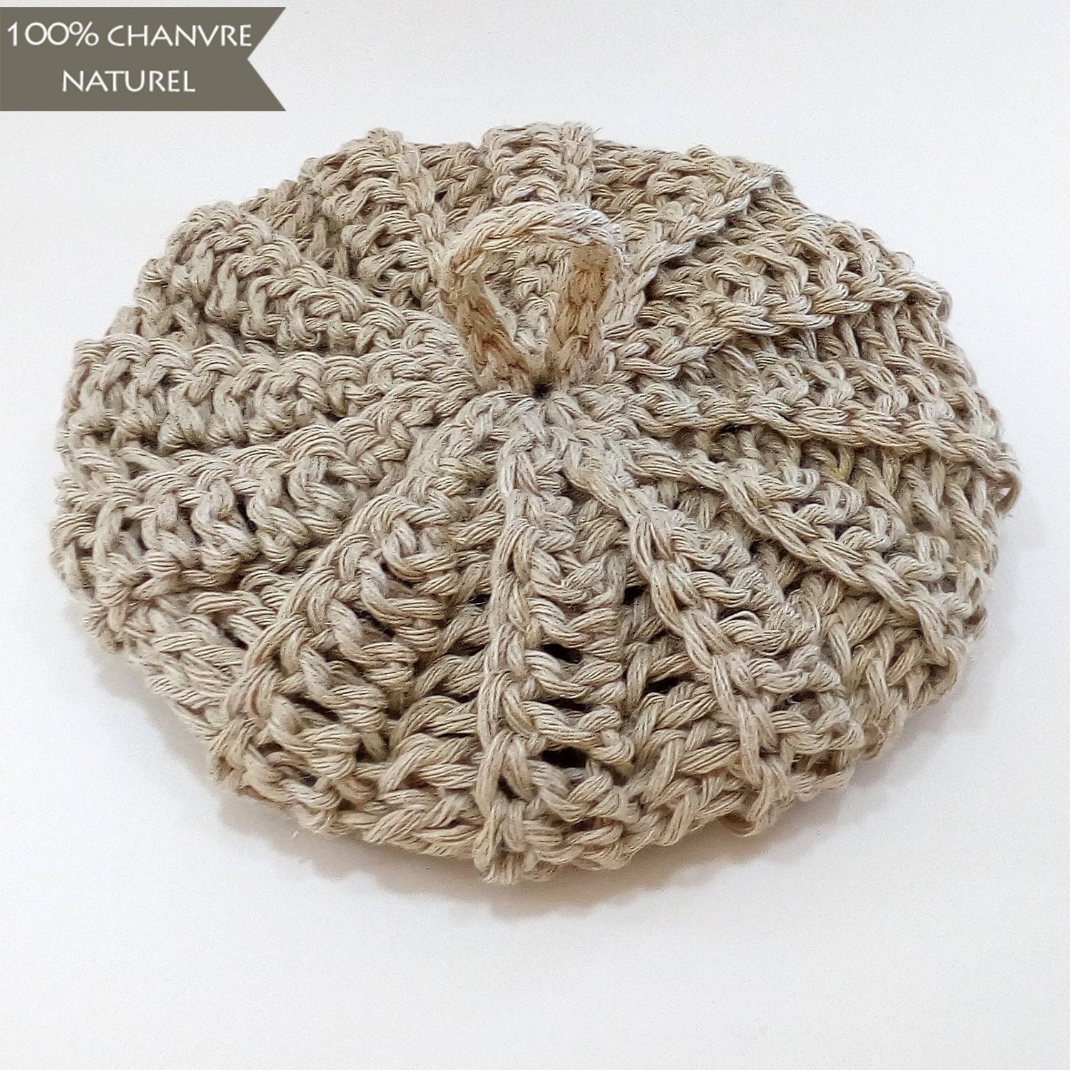 Large tawashi in 100% natural hemp, 14 cm diameter, zero waste sponge…