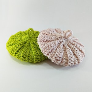 2 zero waste washable cotton sponge tawashis 9.5 cm green and pink