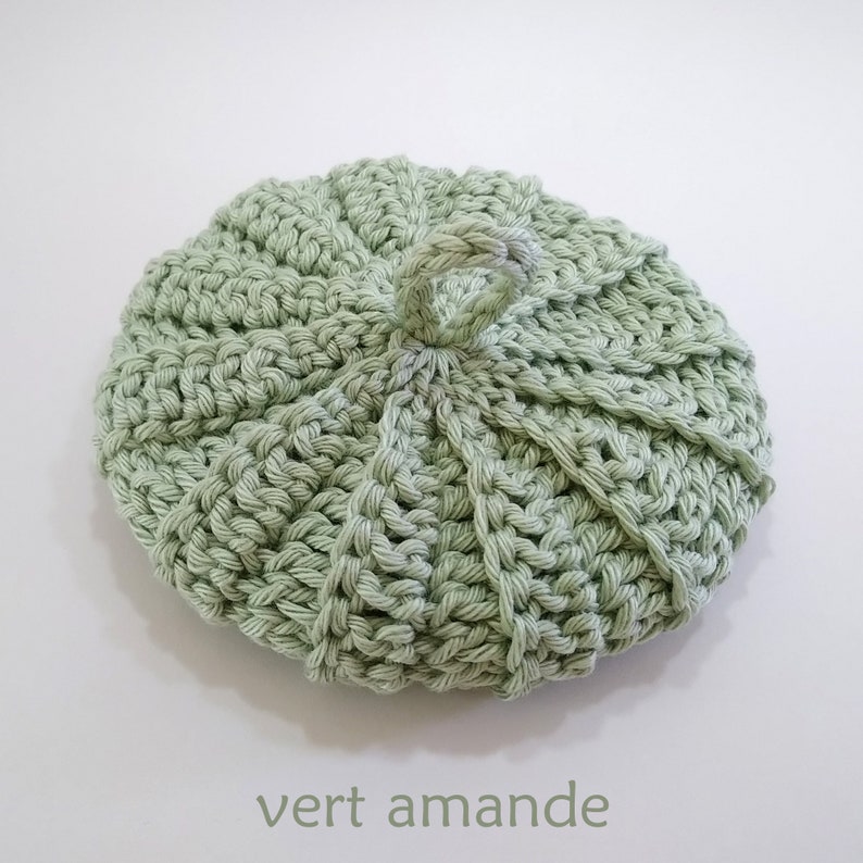 Tawashi in satin cotton 11 cm colors of your choice Vert amande