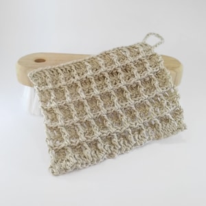 Zero waste washable hemp sponge tawashi dishcloth 13 x 10 cm embossed