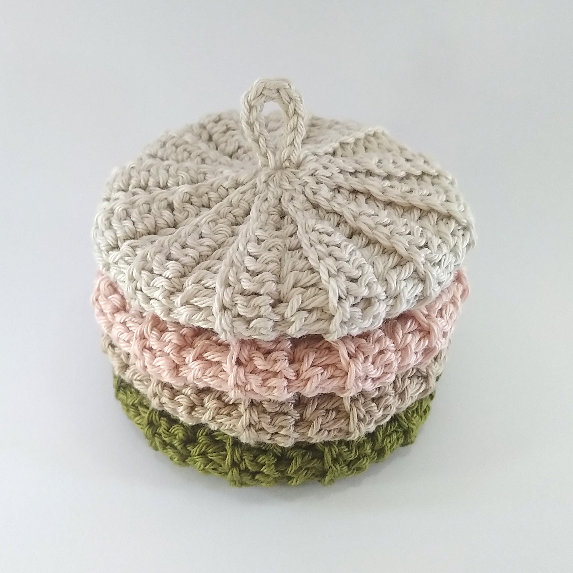 Lot de 4 Tawashis en Coton, 9 cm, Couleurs Nature, Éponge Zéro Déchet Pour La Vaisselle ou Toilette