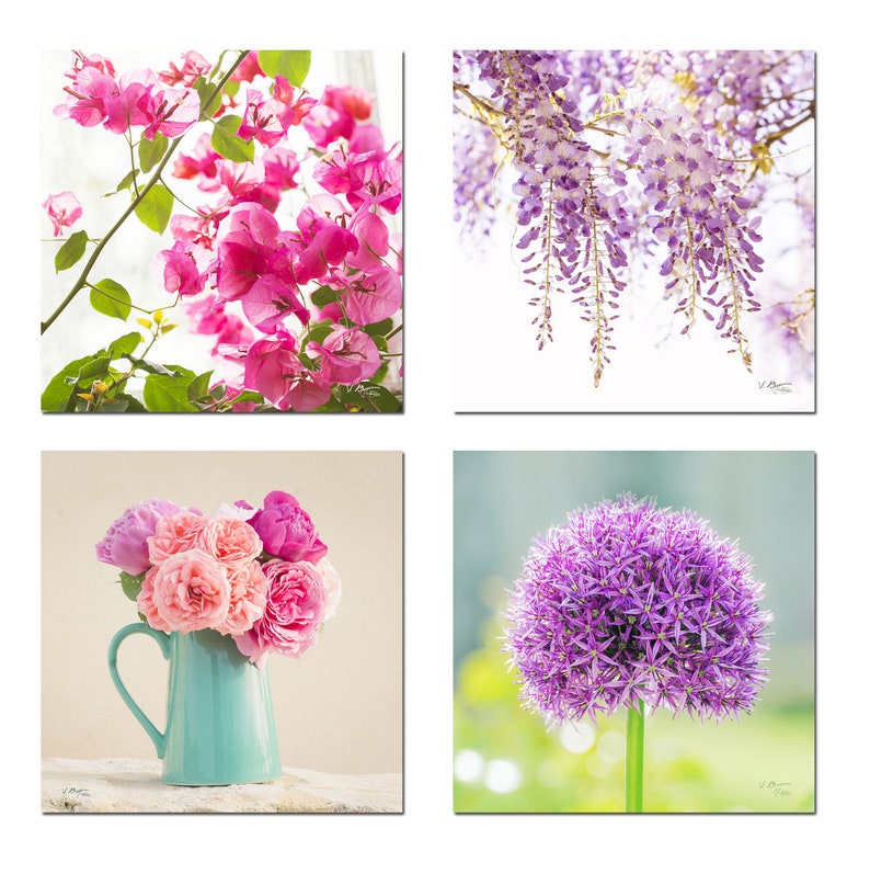 Paper Stationery spring flowers botanical cards purple and ...