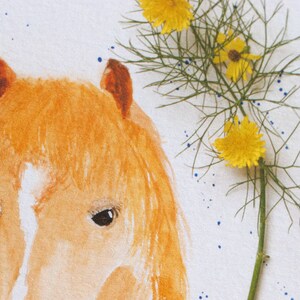 Portrait poney, impression aquarelle poney avec des fleurs , decoration chambre enfant, IMPRESSION aquarelle cheval, poney, image 4