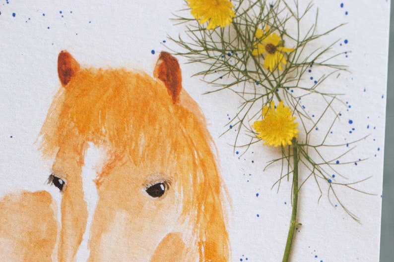 Portrait poney, impression aquarelle poney avec des fleurs , decoration chambre enfant, IMPRESSION aquarelle cheval, poney, image 4