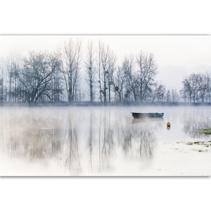 Zen-Landschaftsfotografie ein Boot auf dem Fluss, Loire-Landschaft, Fluss, Boot, Fischer, Landschafts- und Flussdekor, Wasseratmosphäre,