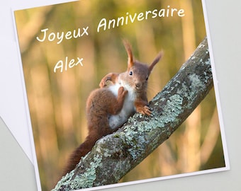 A personalized squirrel humor birthday card, happy birthday, squirrel greeting card, funny birthday card,