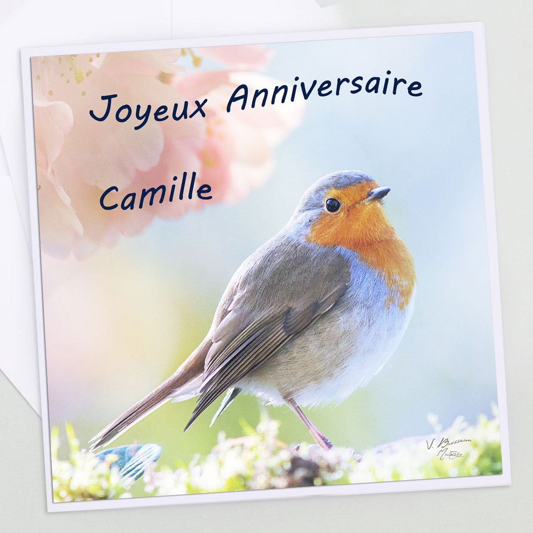 Joyeux Anniversaire Avec Prénom Gratuit Carte Joyeux anniversaire oiseau personnalisée carte - Etsy Canada
