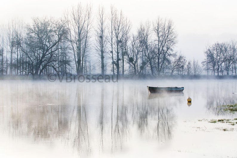 Photographie paysage zen une barque sur la rivière, paysage Loire