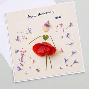 38 - JOYEUX ANNIVERSAIRE FEMME - Jolie carte avec des fleurs 