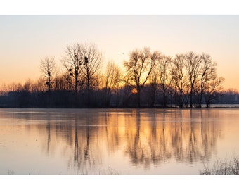 Fotografía de paisaje del amanecer del río, Valle del Loira, decoración del paisaje, amanecer, decoración del río, fotografía boho,