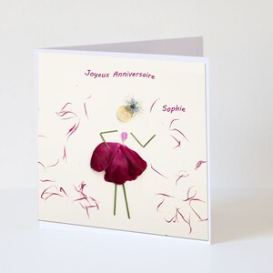 Carte anniversaire pétale de fleur de pivoine, impression de fleur, carte anniversaire personnalisable, prénom et âge, image 3