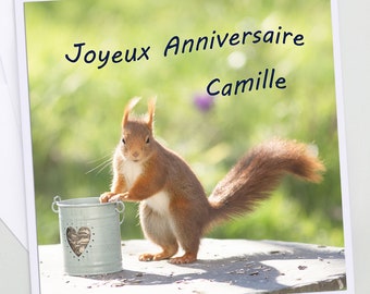 A pretty personal birthday card photo squirrel and heart, birthday card, happy birthday,