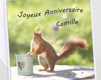Une Jolie Carte Anniversaire Personnelle Photo Ecureuil Et Etsy France