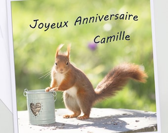 A pretty personal birthday card photo squirrel and heart, birthday card, happy birthday,