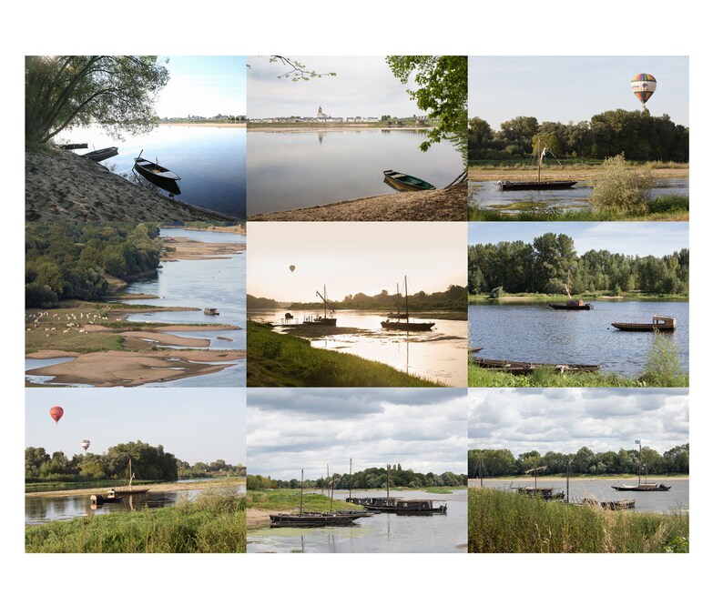 Photographie art paysage vallee de la Loire, bateau de Loire dans la lumiere, paysage Loire, fleuve, barque, ambiance eau, image 8