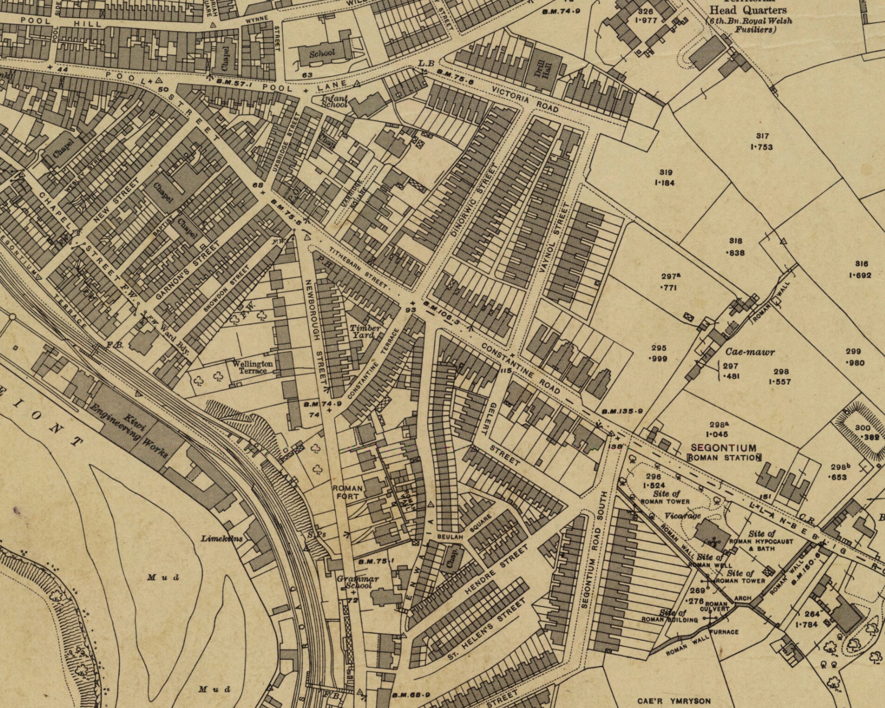 Old Map Caernarfon 1913 Wales map art print historical map Etsy