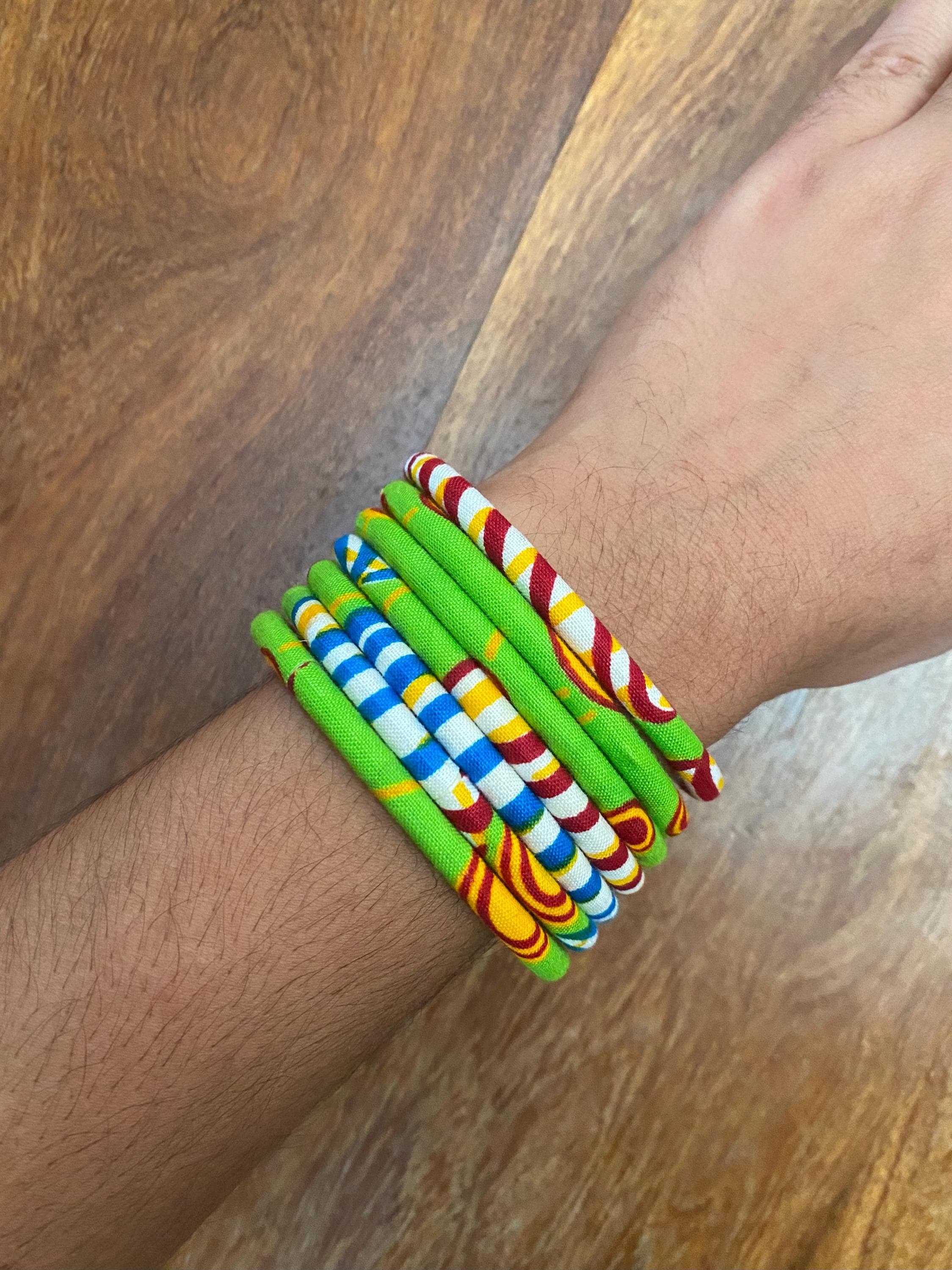 African wax bracelet - green - brawas10