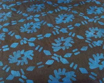 Batik au mètre - marron bleu - motifs Bin Nka Bi - bkbz26