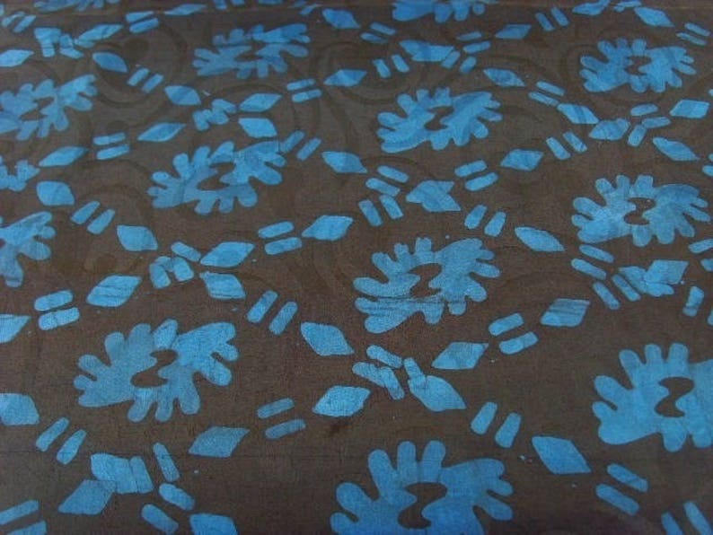 Batik by the yard blue Brown patterns Bin Nka Bi bkbz26 image 1