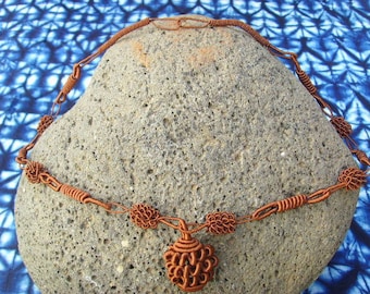 Collier senegalais en fil - marron - necsene02